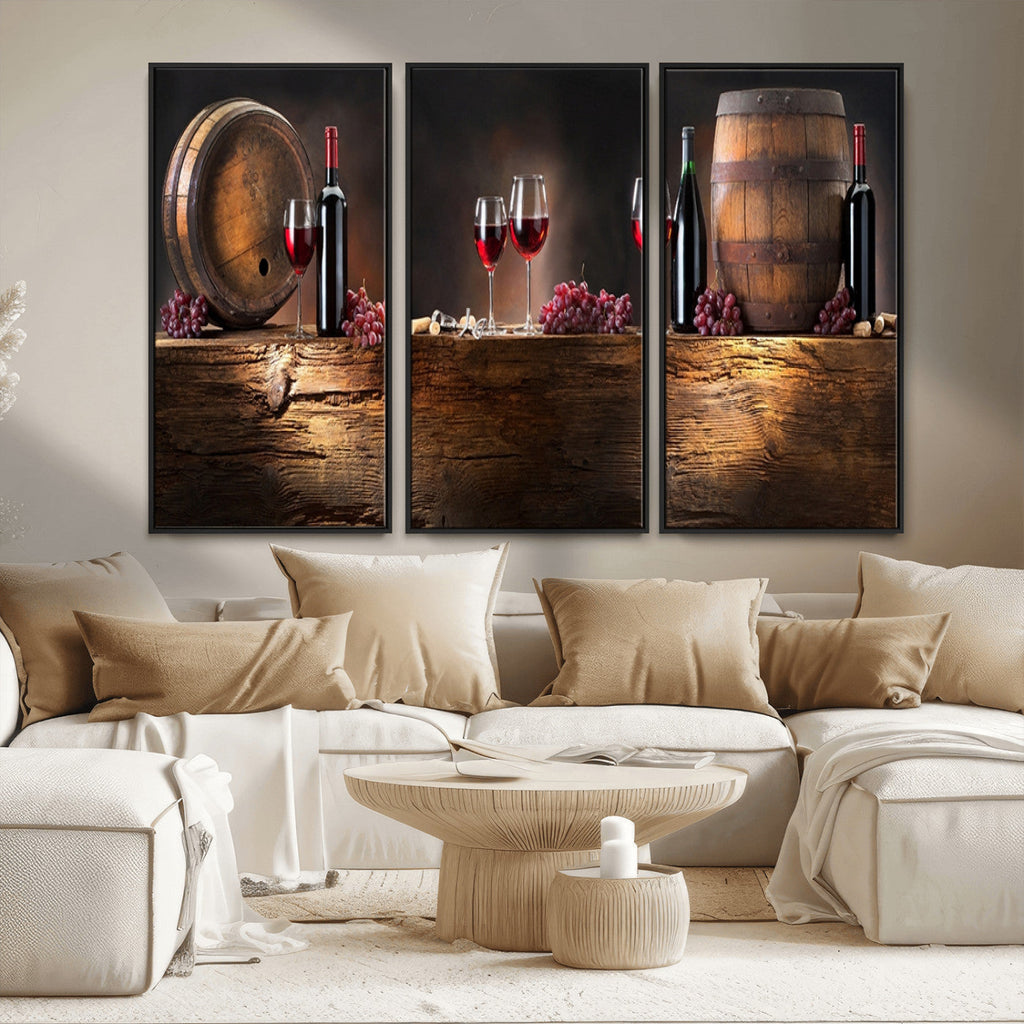 Wine and Barrels Wall Art Canvas Print