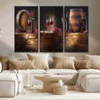 Wine and Barrels Wall Art Canvas Print