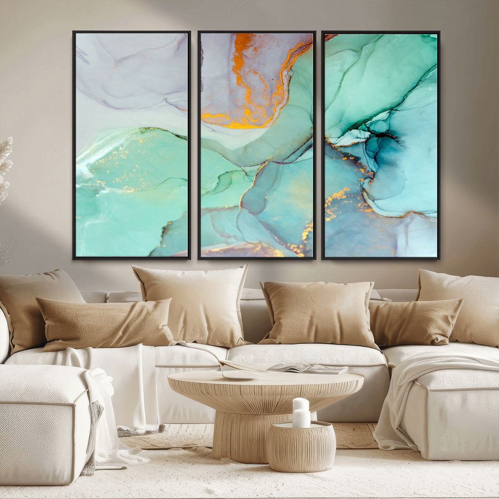 Colorful Marble Fluid Effect Canvas Wall Art Print