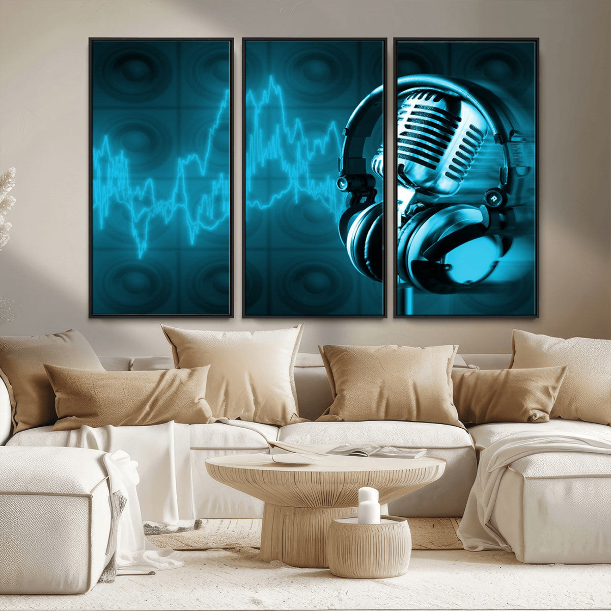 Music and Microphone Wall Art Canvas Print