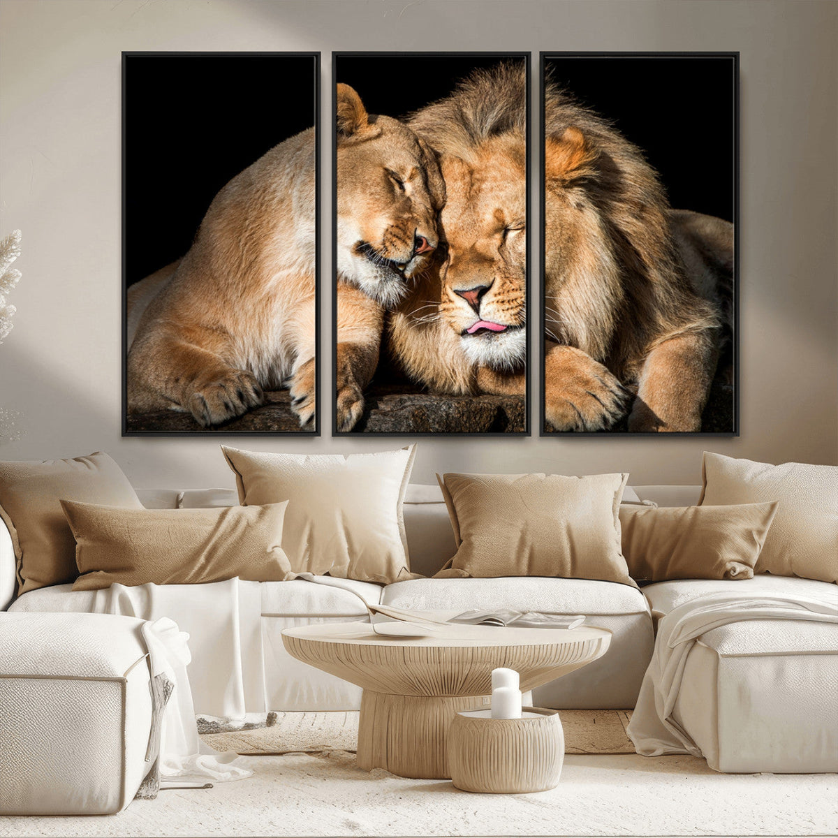 Lion and Lioness Wall Art Canvas Print | African Wildlife Animal Art