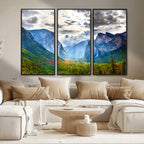 Yosemite Park Half Dome 3 Panel Canvas Print | Large Giclée Landscape Wall Art