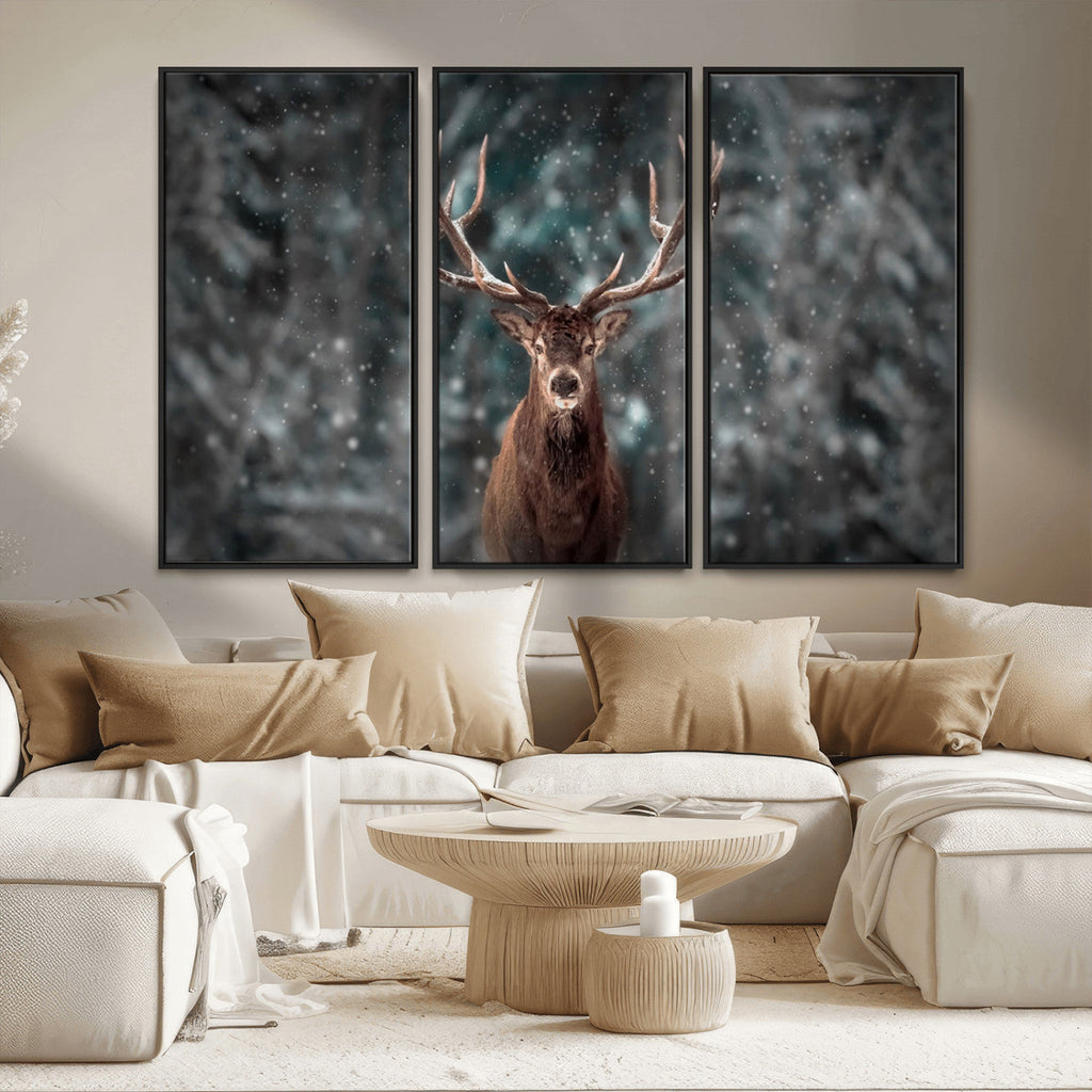 Wall Art Deer Art Animal Canvas, Framed Wall Art Deer Canvas