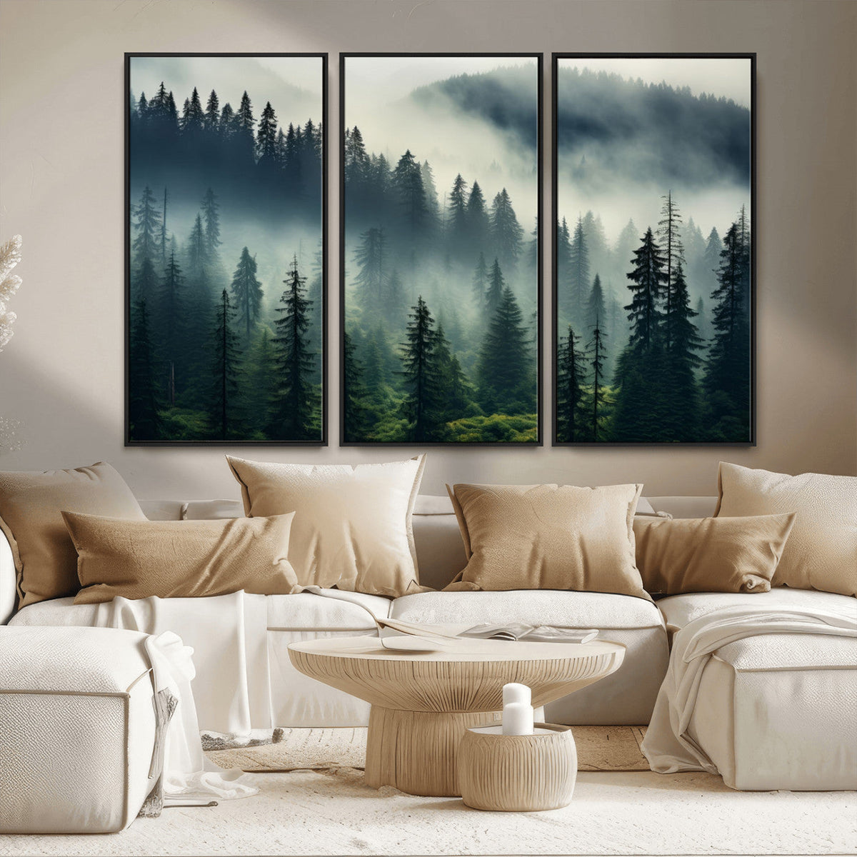 Captivating Misty Forest Wall Art, Foggy and Serene Atmosphere Canvas Print