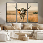 Texas Cow Wall Art Canvas Print for Farm House Wall Decor