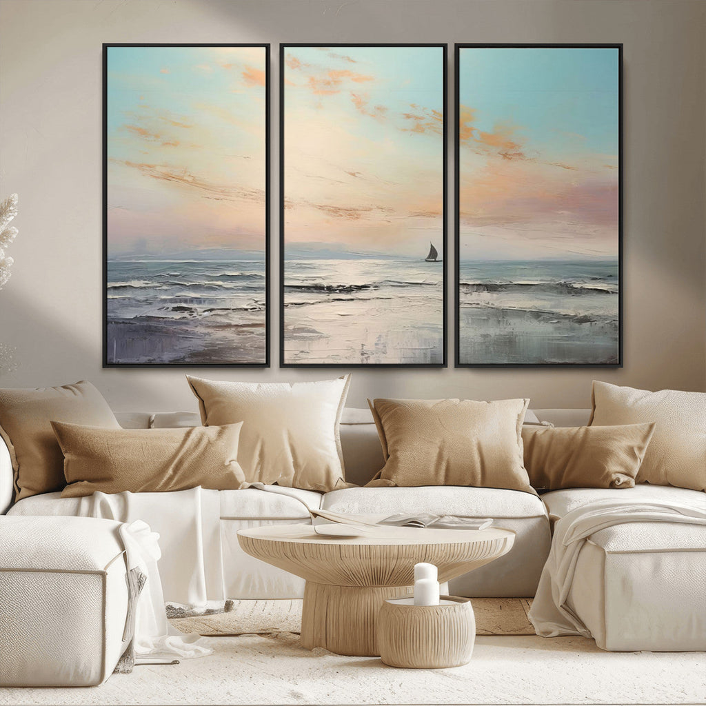 Abstract Ocean Wall Art, Boat Wall Art Canvas Print