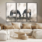 Chinese Ink Style Vintage Horses Wall Art Canvas Print
