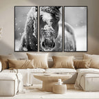 Black and White Horse Winter Wall Art, Ready to Hang