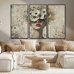 Abstract Floral Women Pastel Wall Art Canvas Print