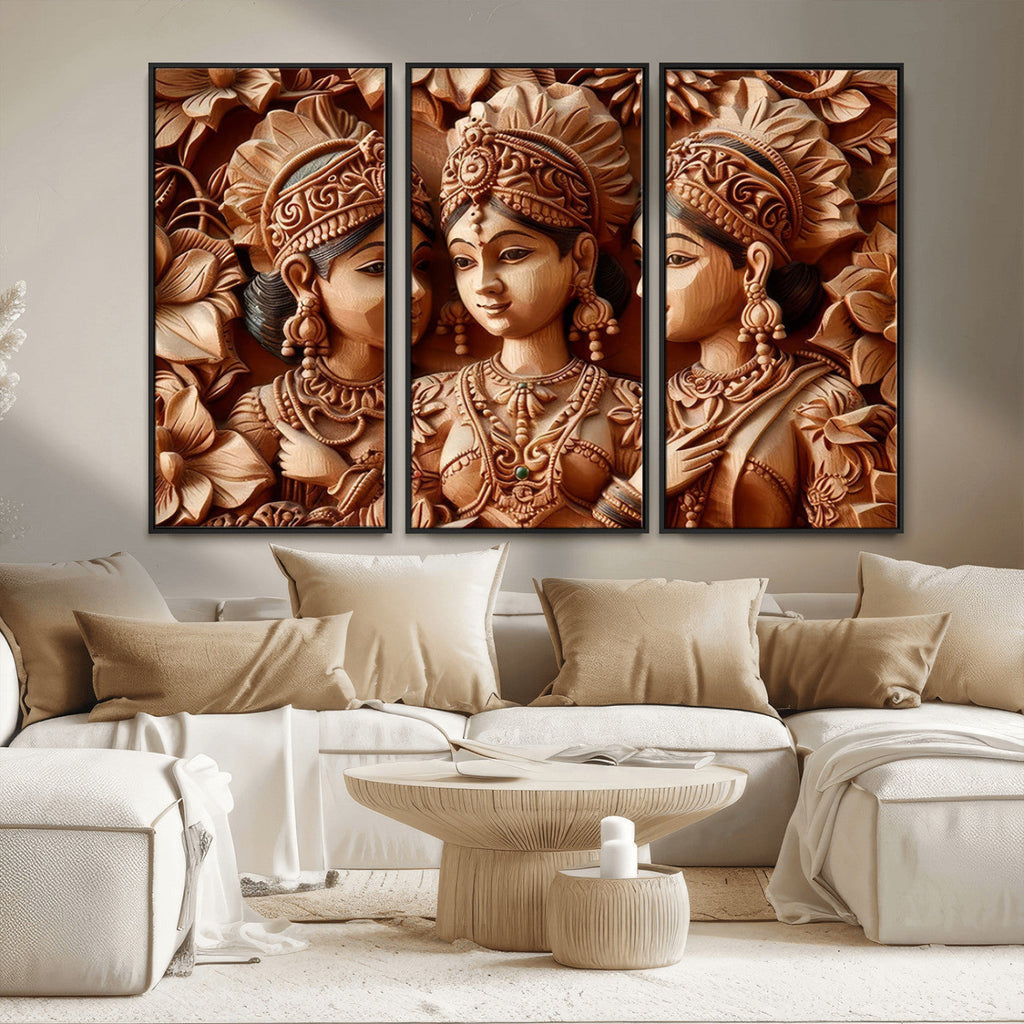 Indian Woman Statue Wall Art Canvas Print