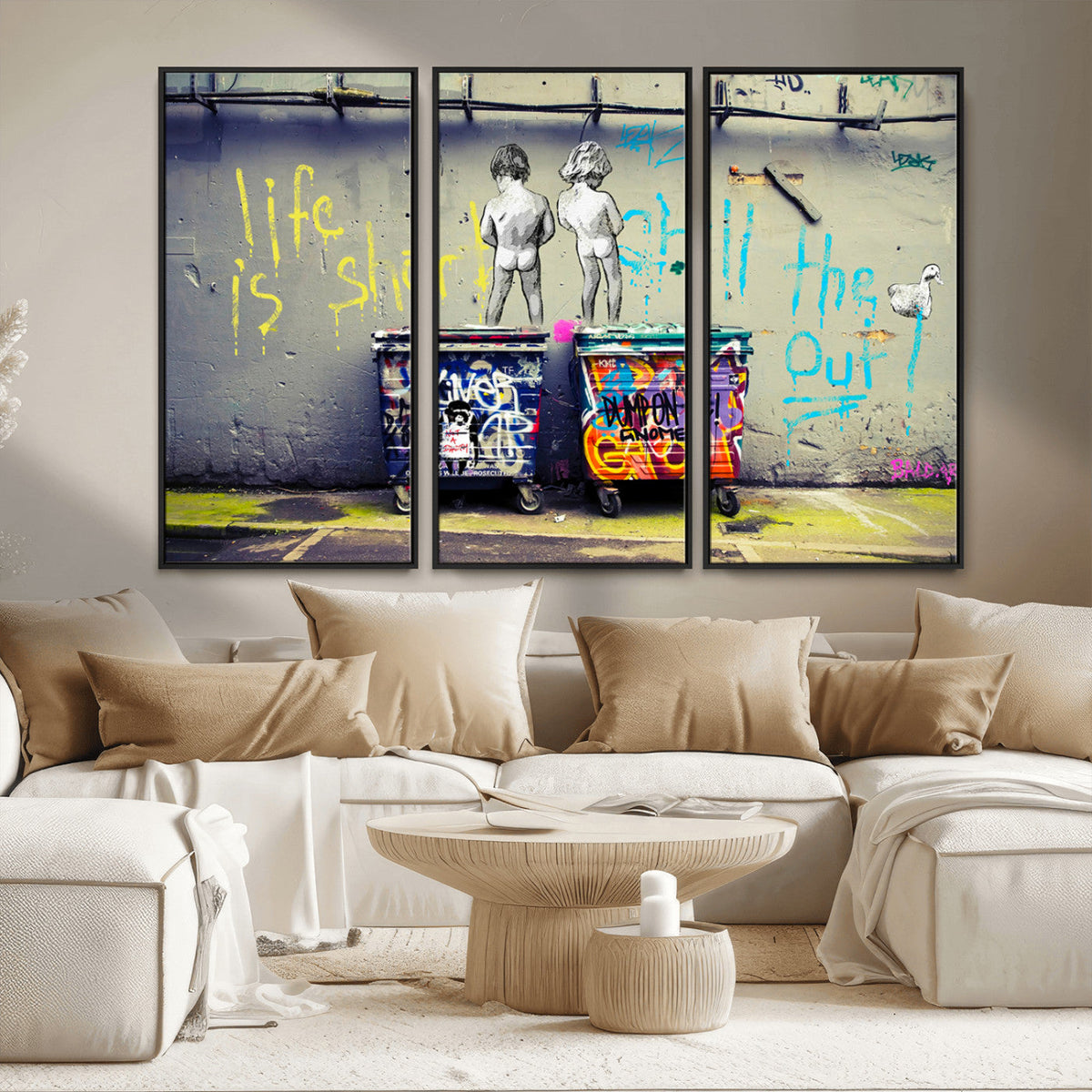 Banksy Life is Short Wall Art, Iconic Graffiti Street Art Canvas Print