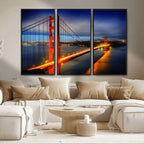 Large Wall Art San Francisco Canvas Print - Wonderful Golden Gate Bridge at Twilight