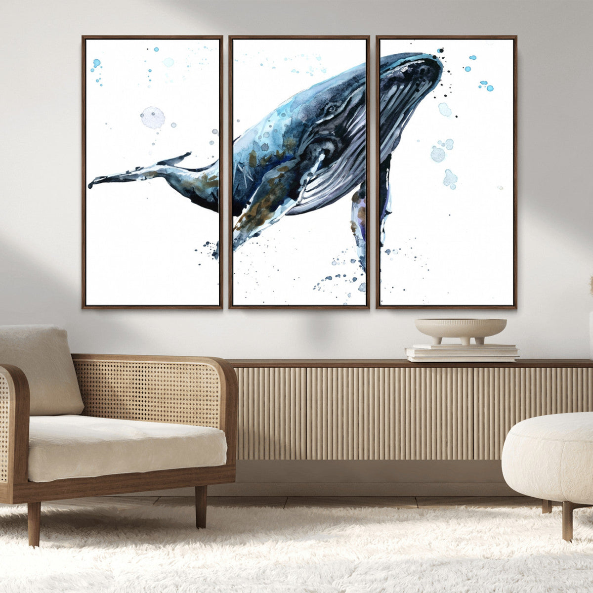 Watercolor Whale Wall Art Canvas Print
