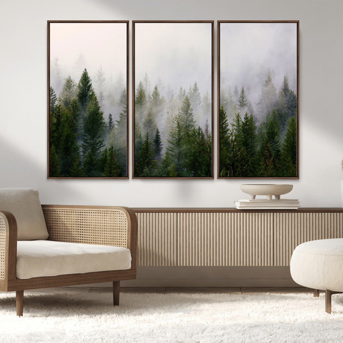 Forest Wall Art Canvas Print | Foggy Forest Wall Art | Pine Wood Forest Print
