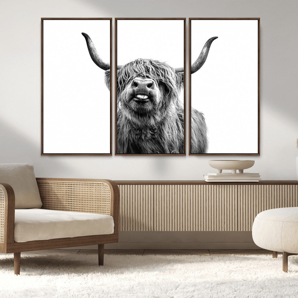 Fanny Scottish Highland Cow Cattle Art Print Farmhouse Wall Art Canvas Print