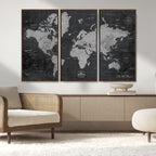 World Map Canvas Print, Detailed Map of the World Wall Art for Home or Office