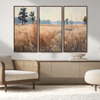 Golden Fields Canvas Wall Art Print | Serene Minimalist Landscape for Modern Decor