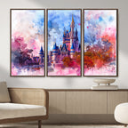 Disney Wall Art: Dreamy Watercolor Cinderella Castle Canvas Print