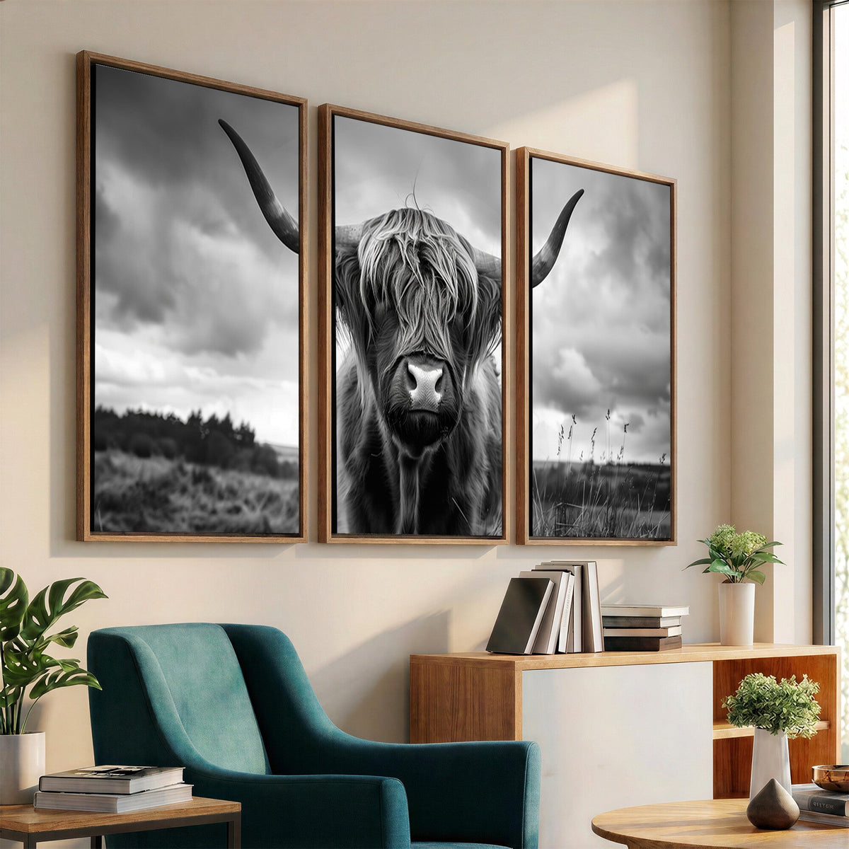 Scottish Cow Wall Art Canvas Print, Longhorn Wall Art
