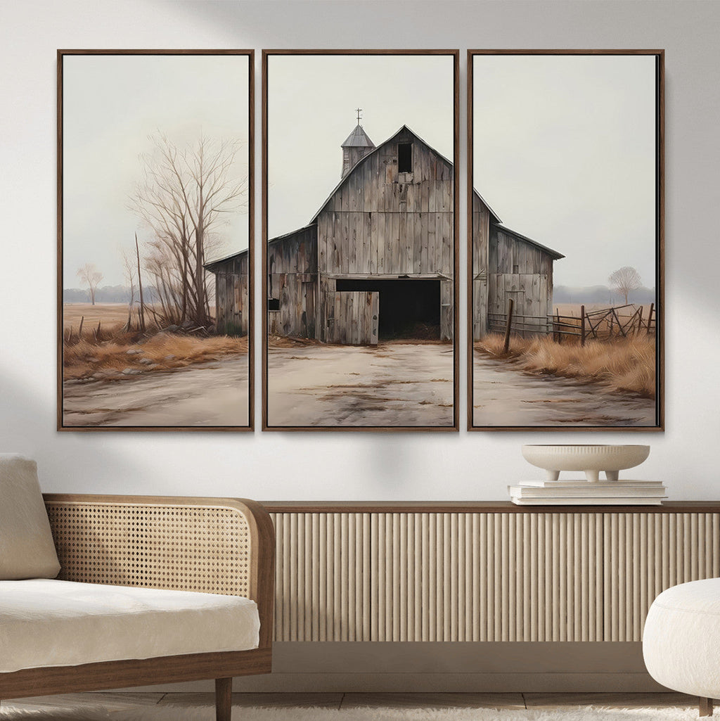 Farmhouse Rustic Barn Wall Art Canvas Print, Framed and Ready to Hang