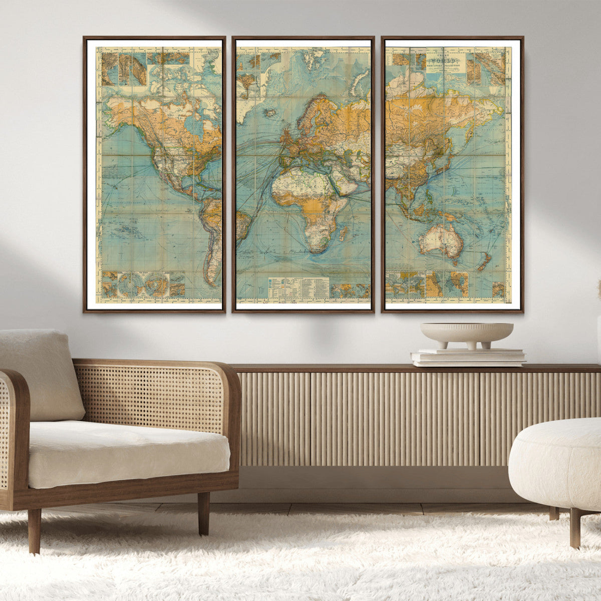 Push Pin World Map Canvas Print | Travel Tracker Wall Art for Couples