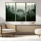 Misty Forest Wall Art | Tranquil Green Woodland Canvas Print