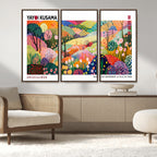 Framed Yayoi Kusama 1986 Wall Art Print | Japanese Wabi Sabi Vibrant Abstract Landscape Canvas