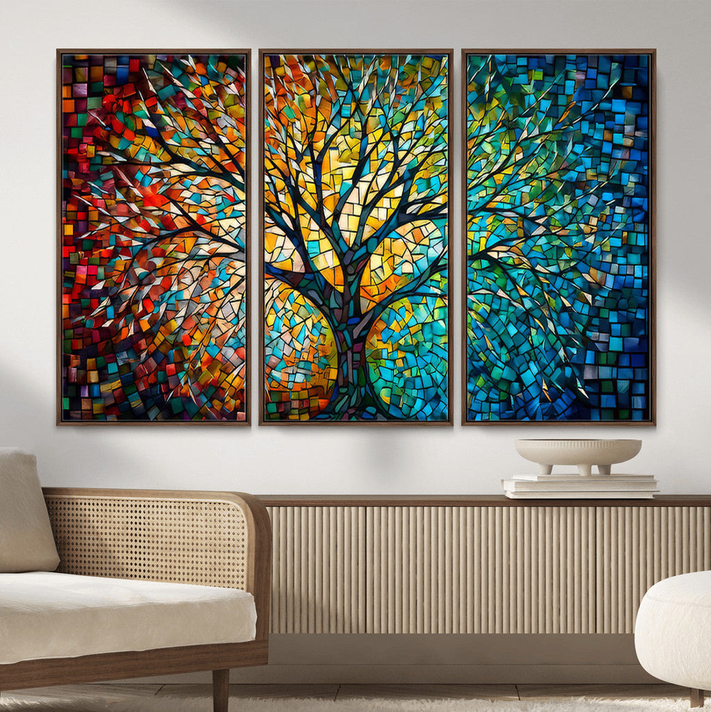 Yggdrasil Tree of Life Wall Art Print | Mosaic Style Canvas Wall Art