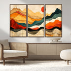 Abstract Mountain Wall Art | Framed Colorful Landscape Canvas