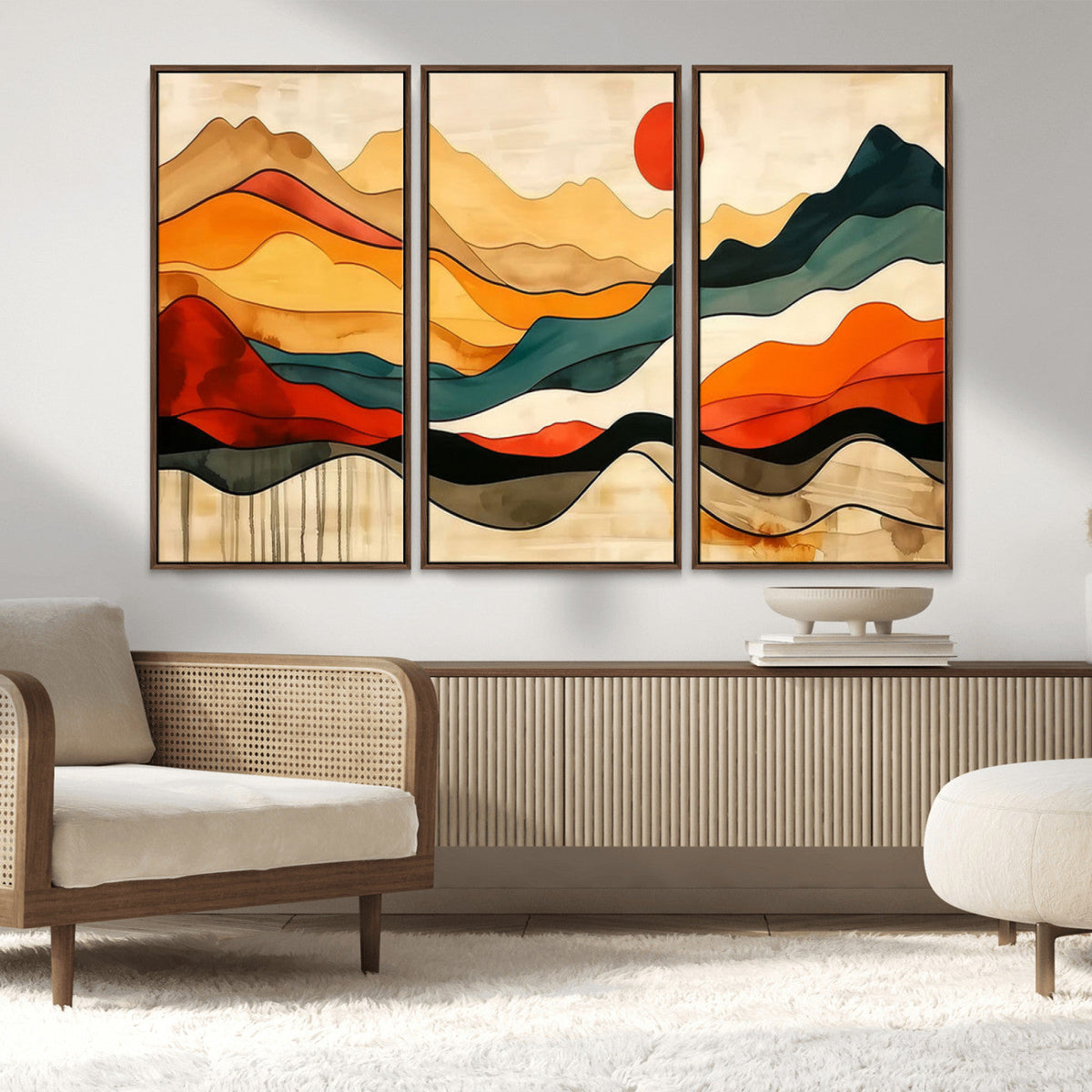 Abstract Mountain Wall Art | Framed Colorful Landscape Canvas