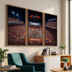 Texas Stadium Night Game Wall Art Canvas Print, Vibrant Football Fireworks Scene