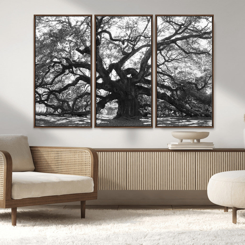 Ancient Oak Wall Art Canvas Print | Gnarled Tree with Twisted Branches