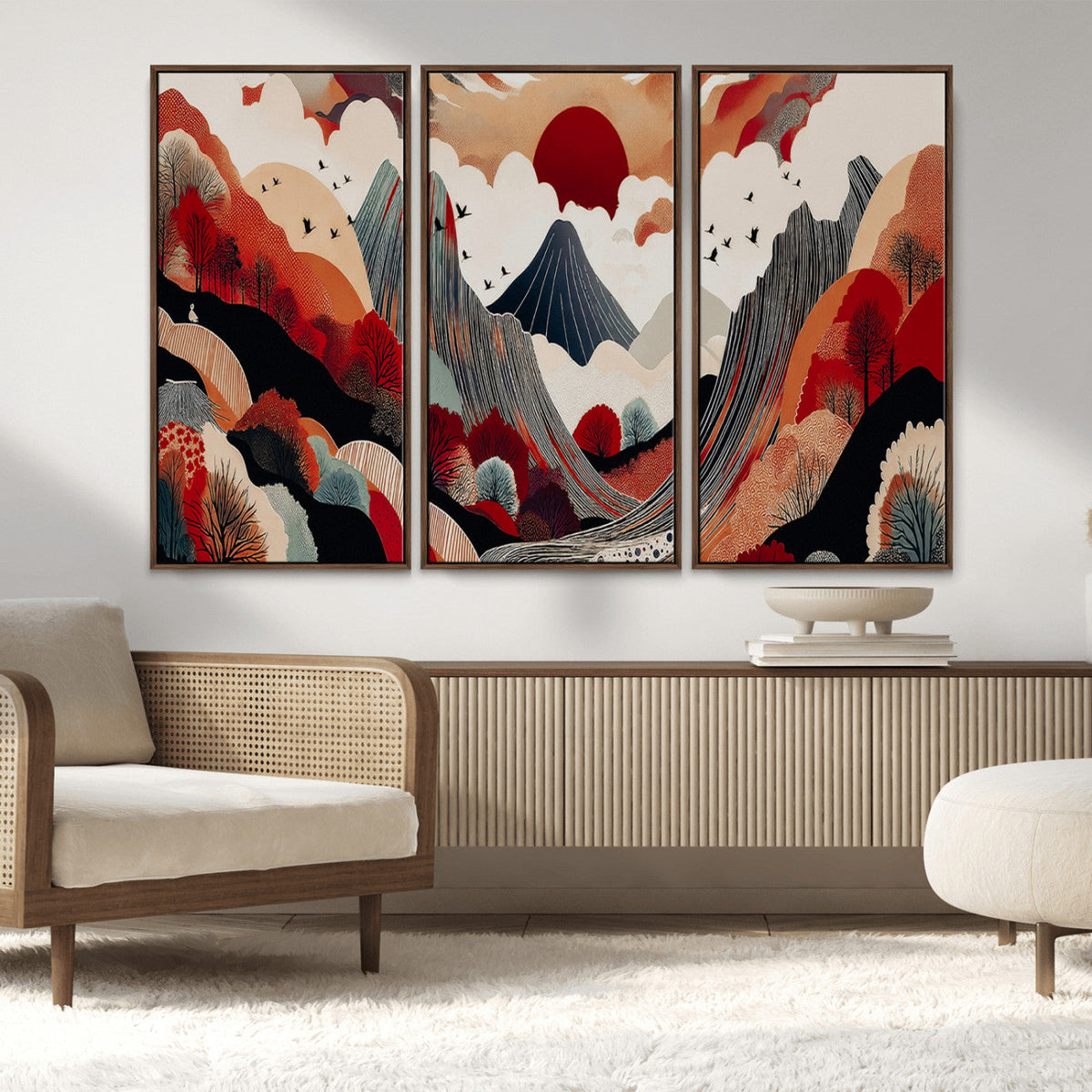 Abstract Mountain Wall Art Canvas Print | Vibrant Stylized Landscape