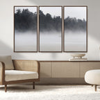 Surfer Fog Wall Art Canvas Print, Framed Foggy Beach and Coastal Surf Scene