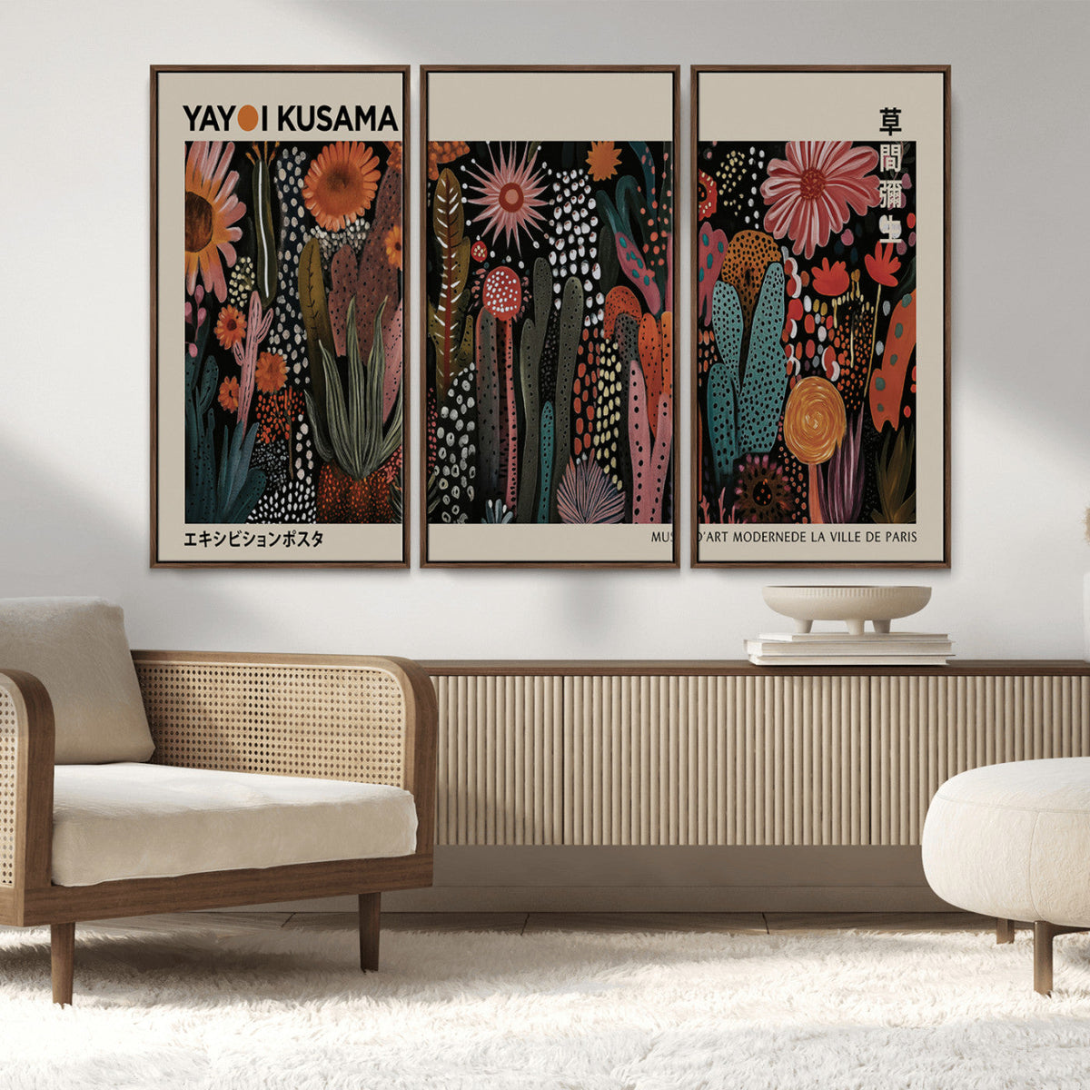 Modern Japanese Wall Art Canvas Print, Framed Abstract Mount Fuji Zen Landscape