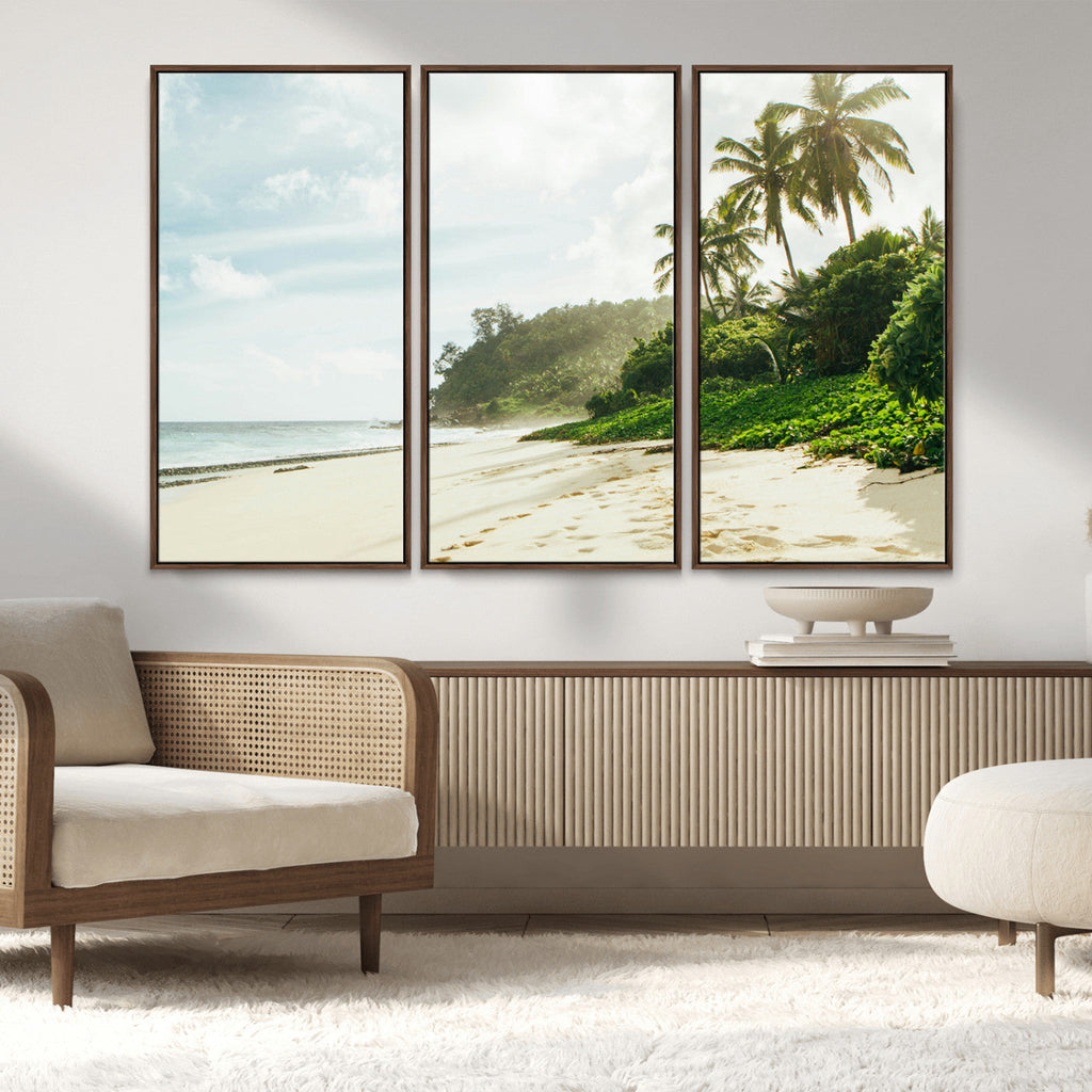 Relaxing Beach Wall Art Canvas Print, Framed Ocean View Coastal Serenity