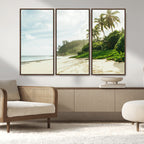 Relaxing Beach Wall Art Canvas Print, Framed Ocean View Coastal Serenity