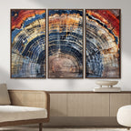 Tree Rings Wall Art Canvas Print, Framed Petrified Wood Art, Modern Rustic Decor