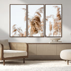 Pampas Grass Wall Art Canvas Print, Framed Neutral Tones Minimalist Boho