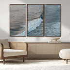 Ocean Waves Wall Art Canvas Print, Framed Coastal Serenity Surf Scene