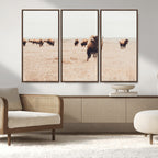 Bison Herd Wall Art Canvas Print, Framed Western Prairie Serenity