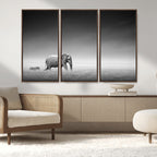 Elephant and Zebra Wall Art Canvas Print, Modern Artwork