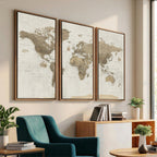 Detailed World Map Wall Art Canvas Print