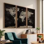 Detailed World Map Wall Art Print | Large Framed World Map Canvas