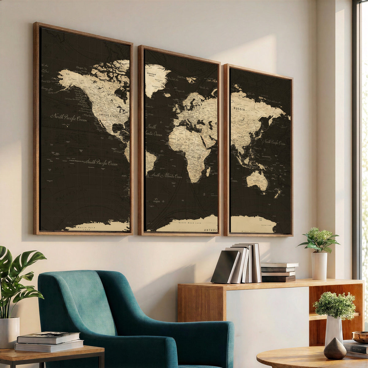 World Map Canvas Print | Framed World Map Wall Art for Couples