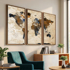 World Map Canvas Art Print | Framed Travel Map Wall Art