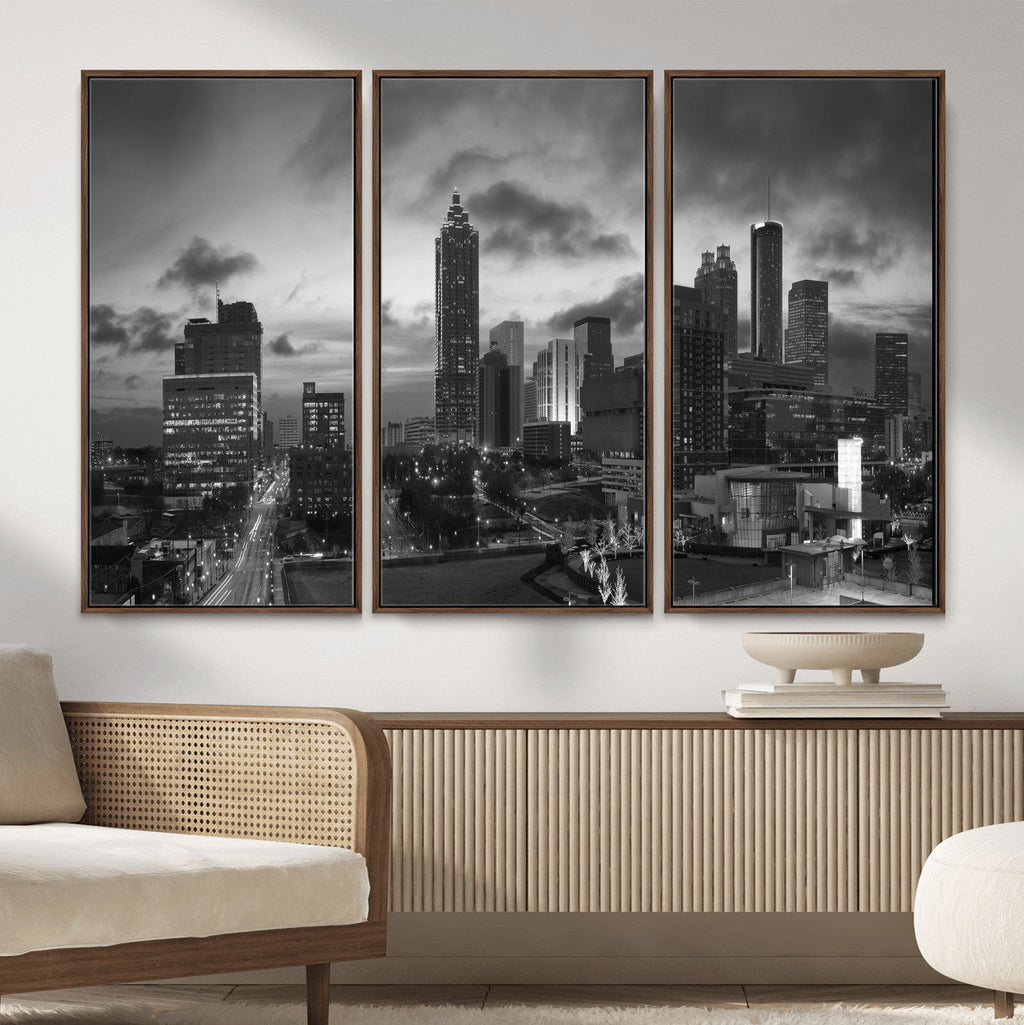 Atlanta Skyline Wall Art Canvas Print, Atlanta Downtown Night Cityscape
