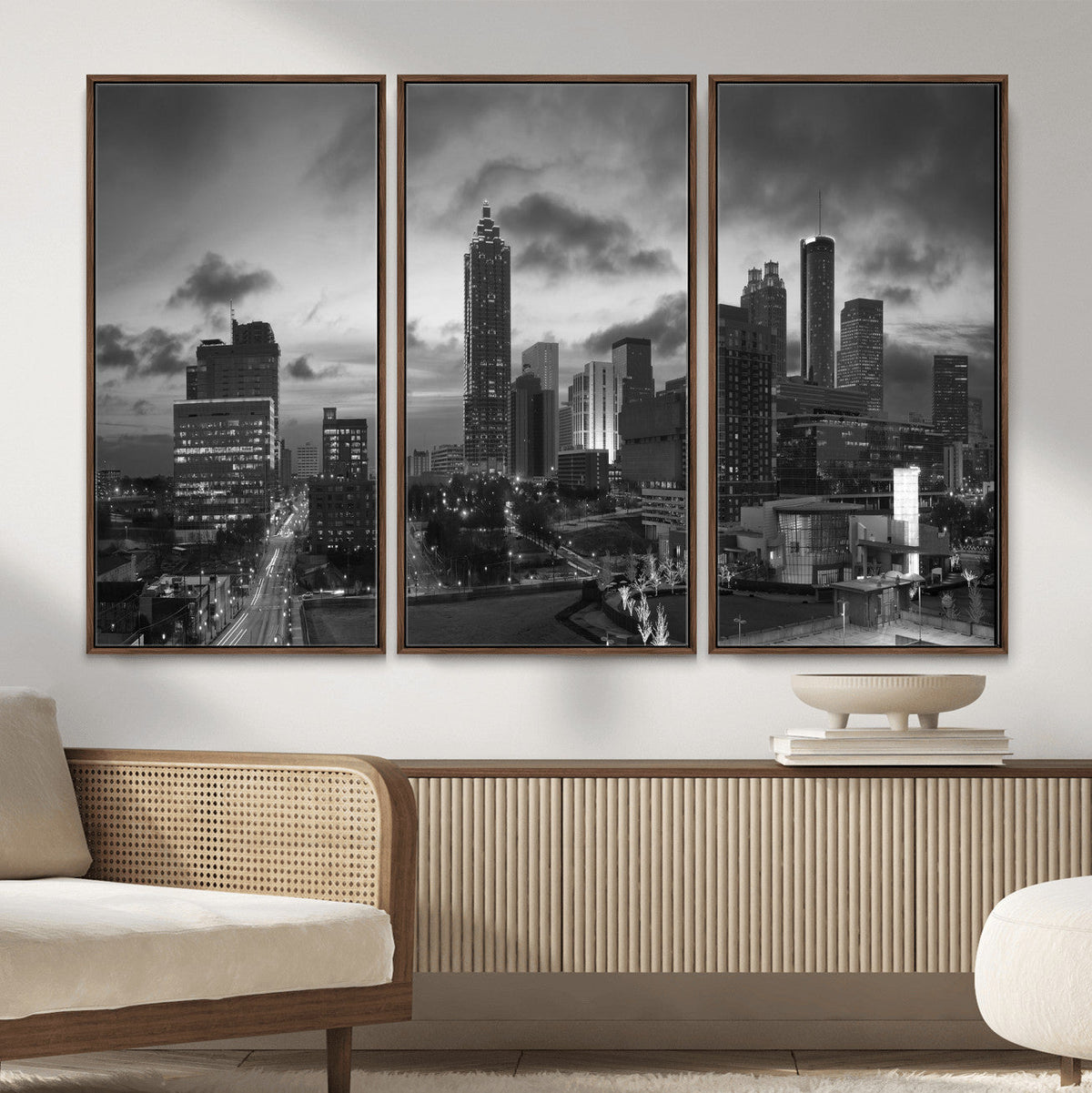 Atlanta Skyline Wall Art Canvas Print, Atlanta Downtown Night Cityscape