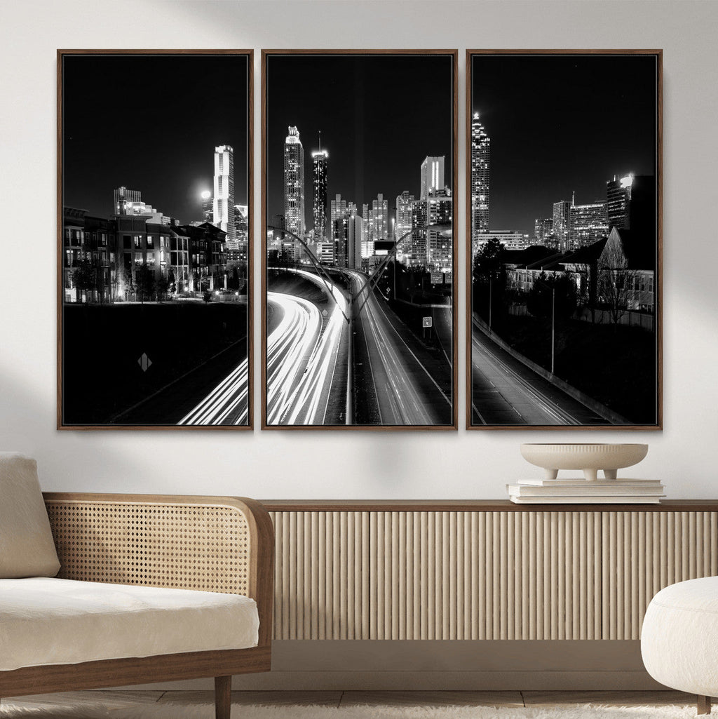 Atlanta Skyline Wall Art Canvas Print, Atlanta Downtown Night Cityscape
