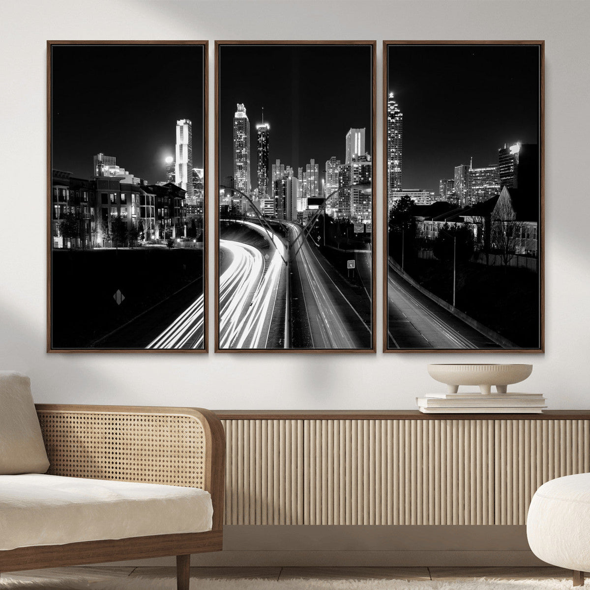 Atlanta Skyline Wall Art Canvas Print, Atlanta Downtown Night Cityscape